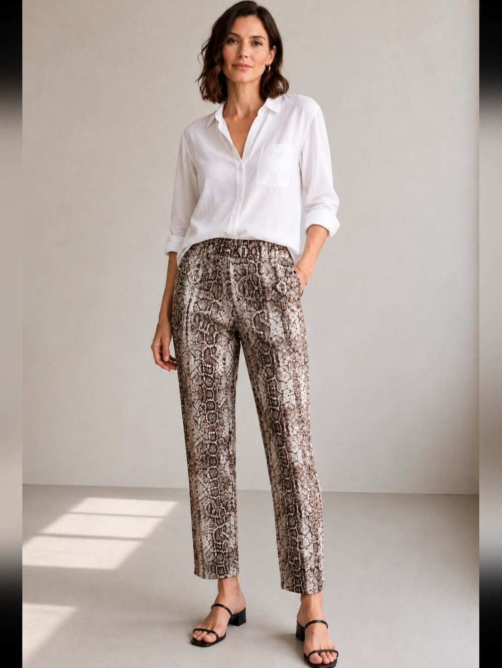 Worthington Snakeskin Print Stretchy Pull-on Ankle Length Pants Sz 6